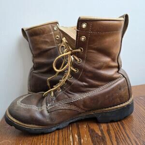 Leather Square Toe Lace Up Land Rover Brown Boots Size 9.5 E Gorp Grunge Thrash